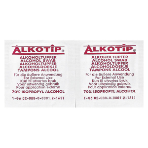 Alkoholtupfer "Alkotip", einzeln eingesiegelt,  30 x 65 mm, 100 St.