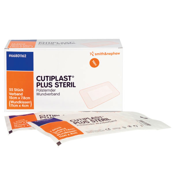 Cutiplast Plus Steril, Vliesstoffverband,10 x 7,8 cm, 55 St.