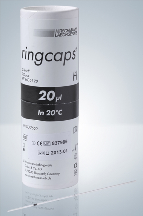 Mikropipetten mit Ringmarke, Standardgrösse, 20 µl, 250 St.